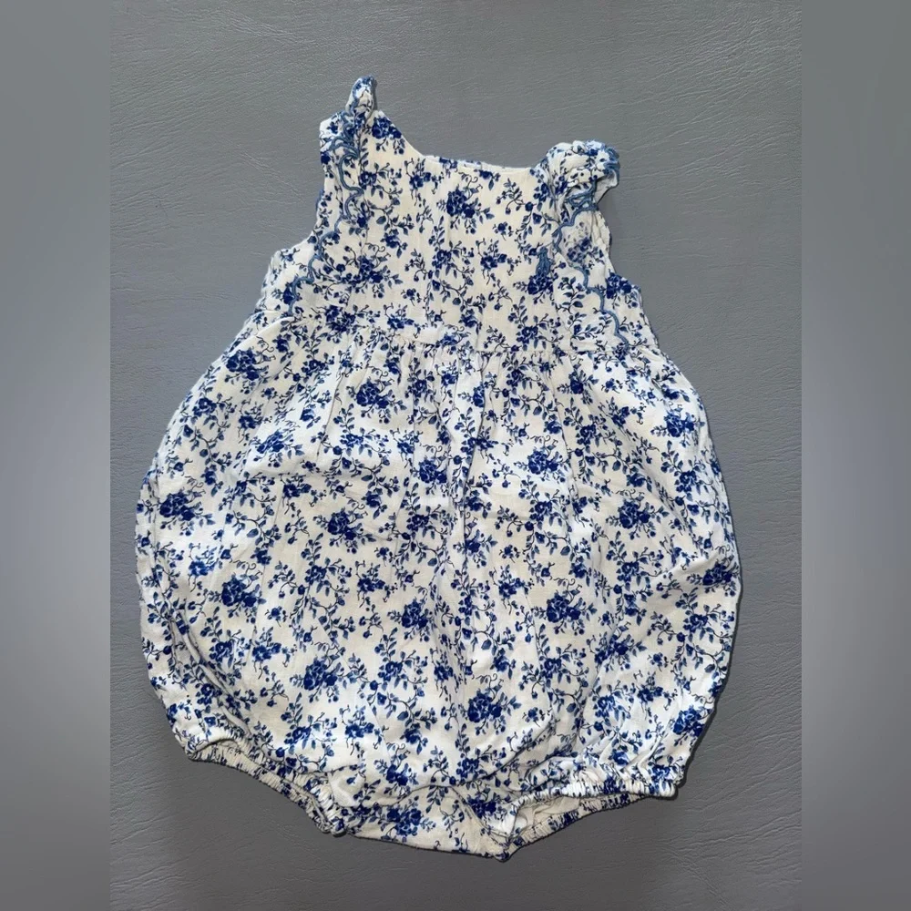 Ralph Lauren Blue and‎ White Floral Romper